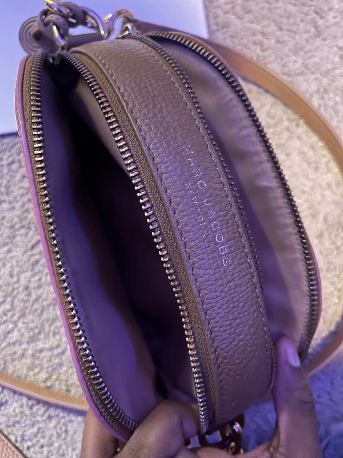 Marc Jacobs Leather Crossbody Bag Dome Half Moon Mauve Plum Purse Shoulder
