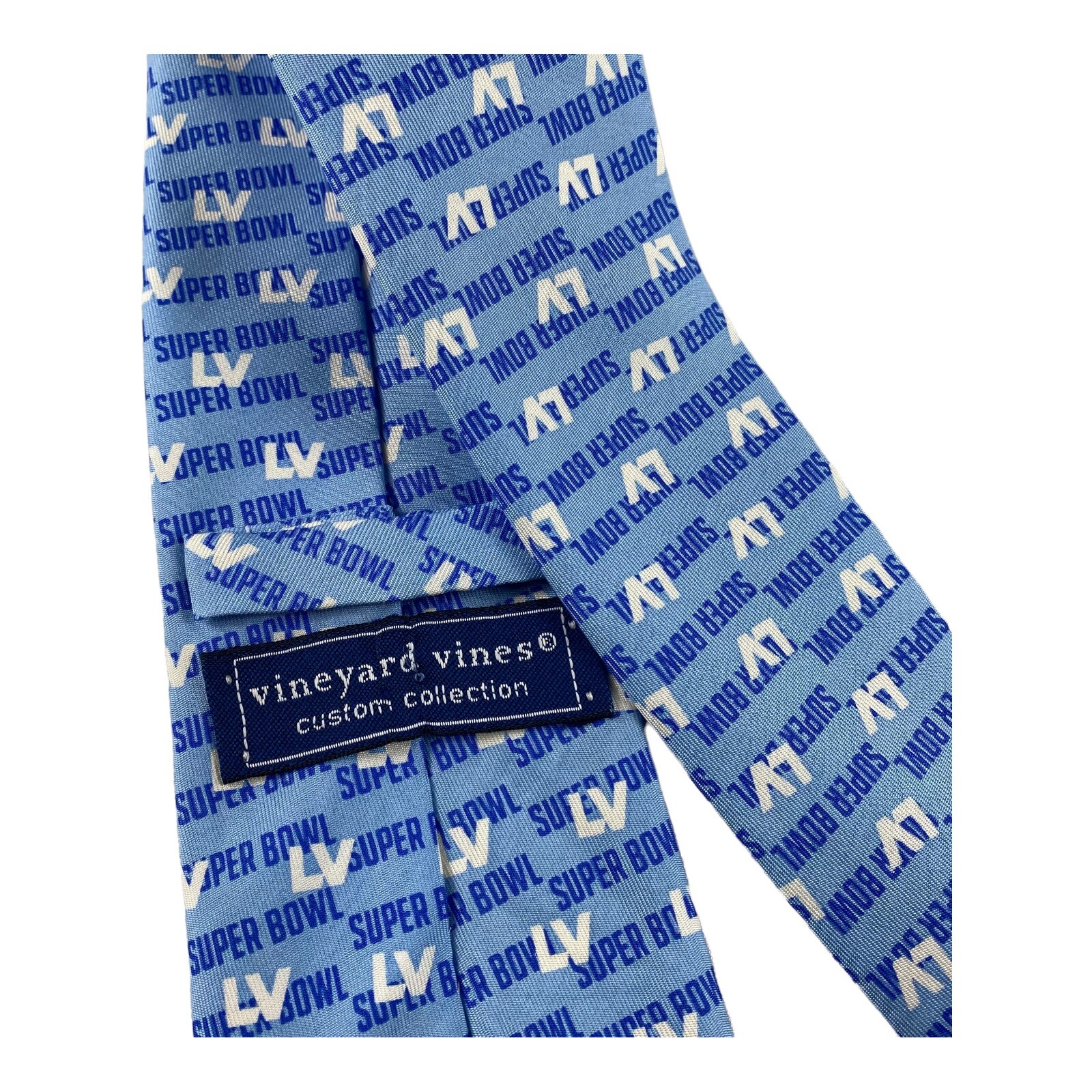Vineyard Vines Tie NFL Super Bowl LV Football Blue 3.25 Inches LNWOT