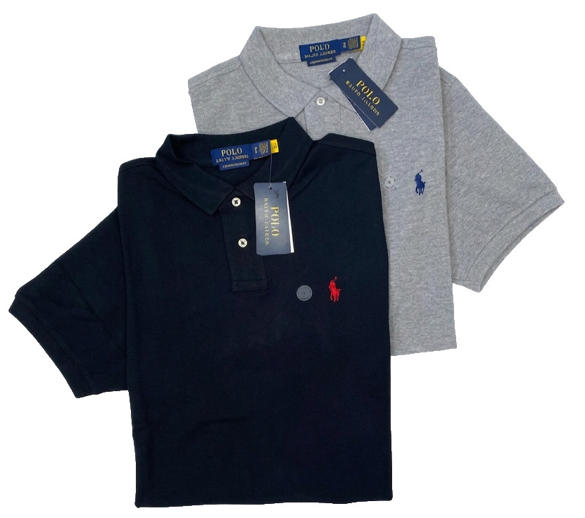 NWT Polo Ralph Lauren Men’s Custom Slim Fit Mesh Polo Shirt – Black ,Gray S-2XL