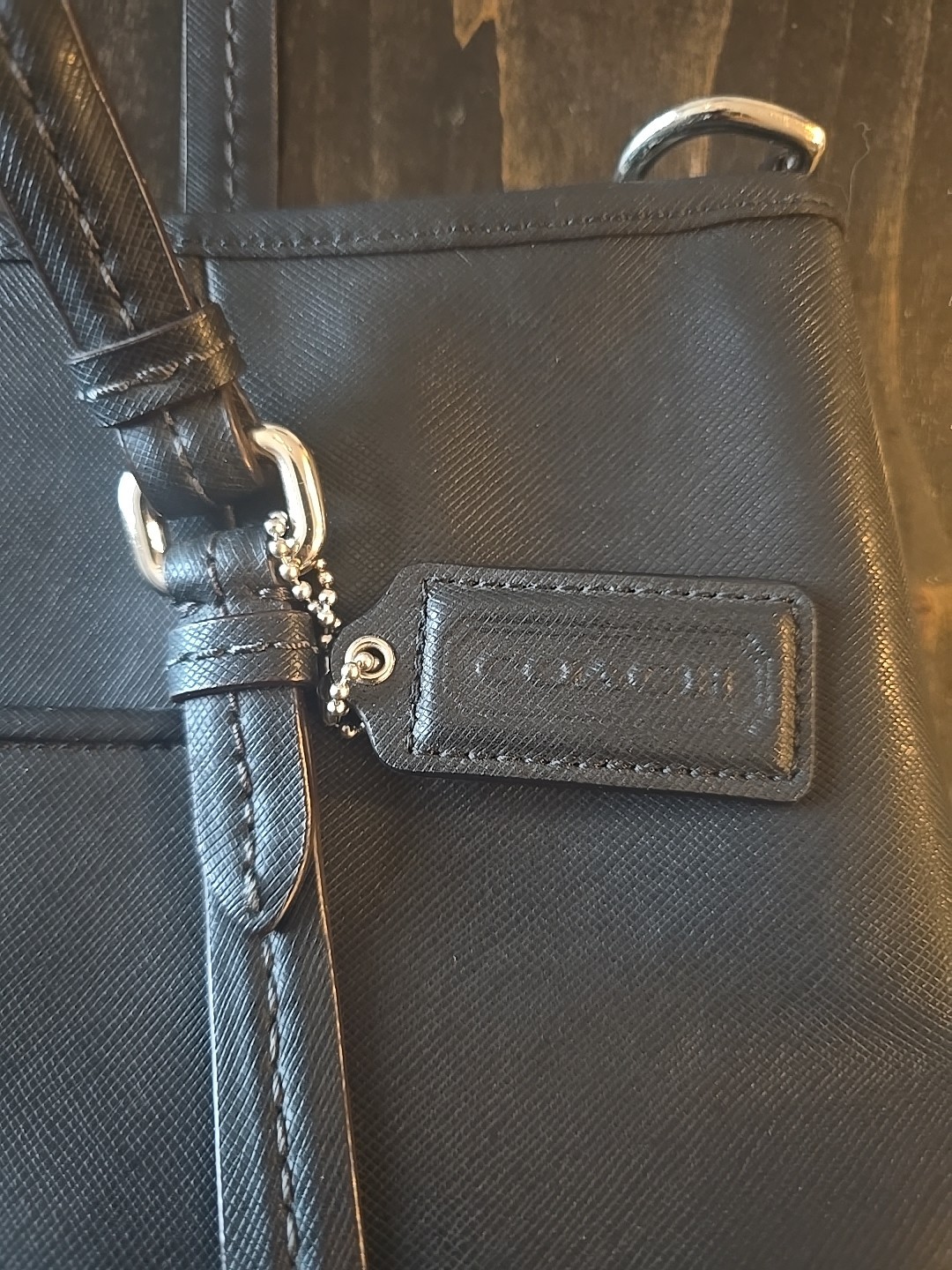 Coach Tote Shoulder Bag Black Used But In Good Condition Free Ship G1357-F25667