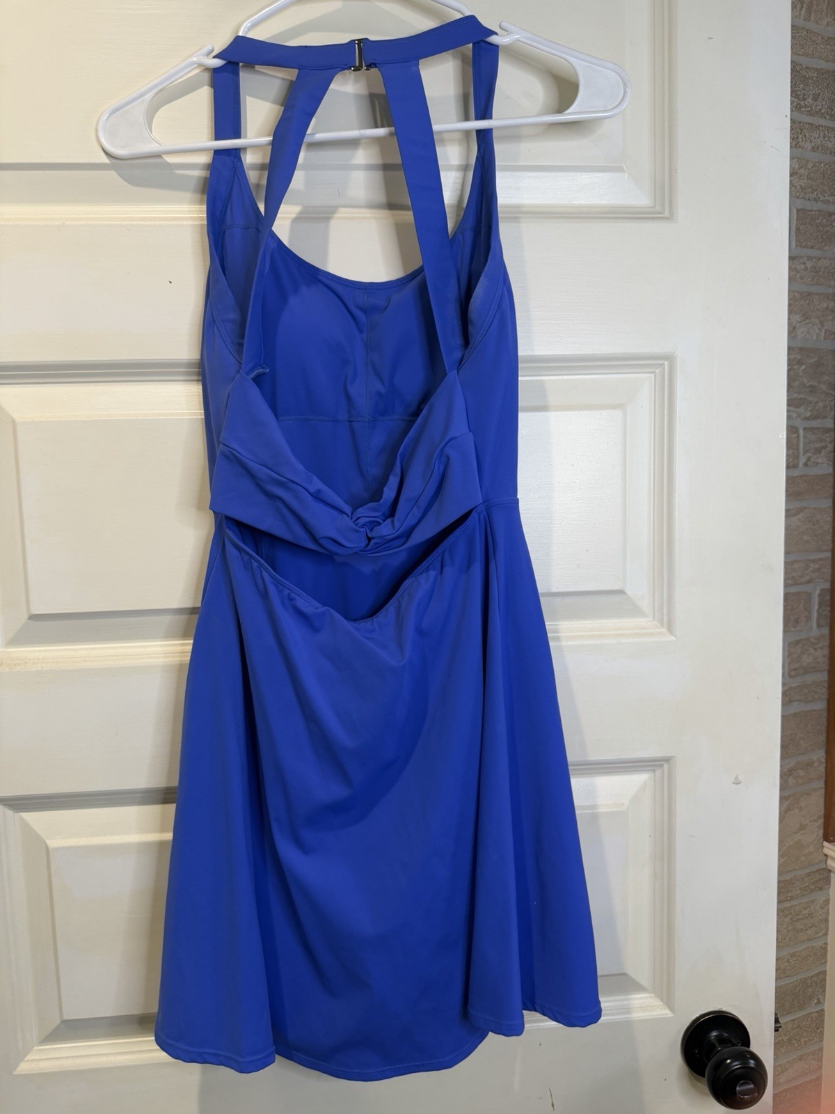 Womens Halara easy Blue Fit & Flare Short Dress V-Neck Adjustable Straps Size S