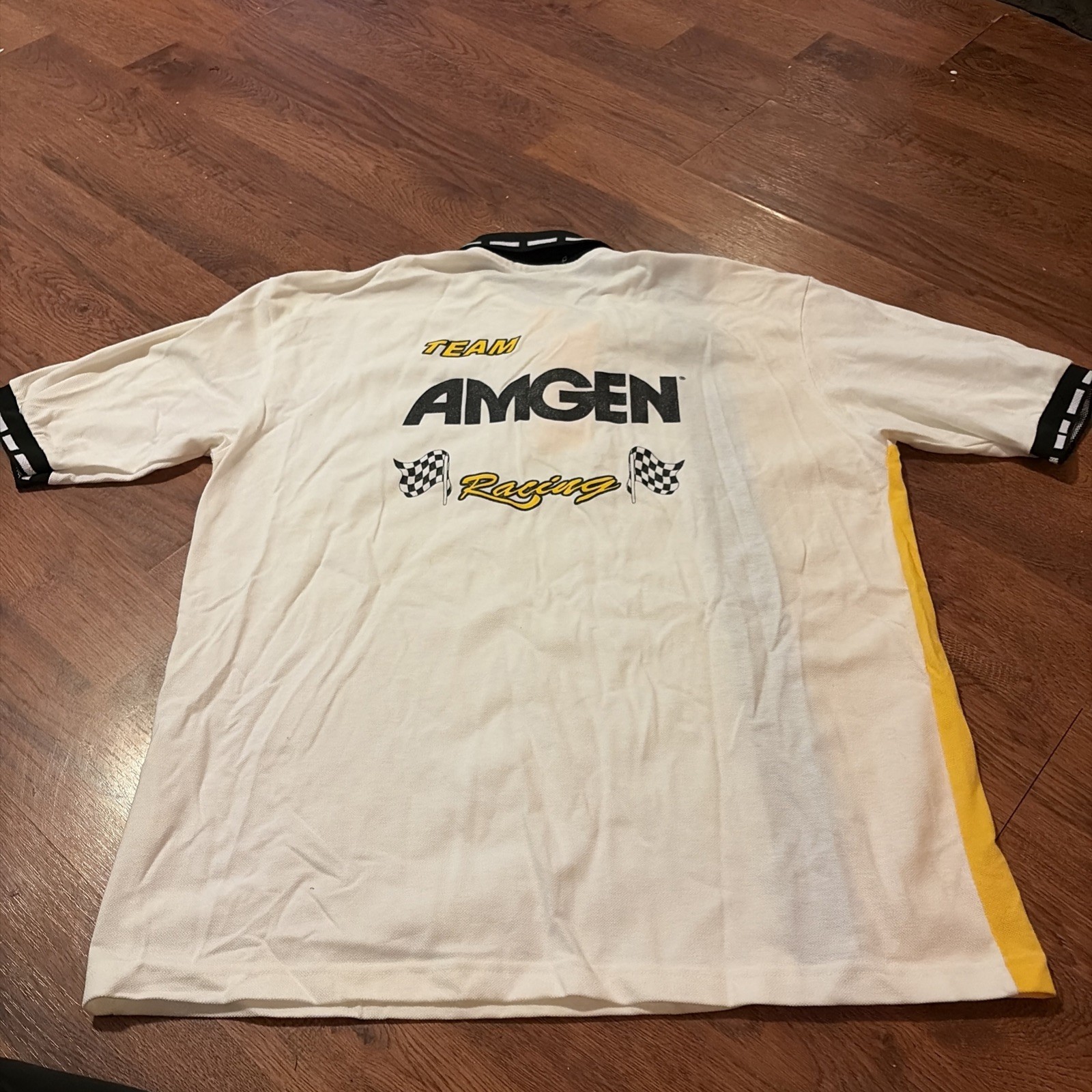 Speed Zone Race Gear Cigarette Racing Team Polo Shirt Mens XL White Yellow