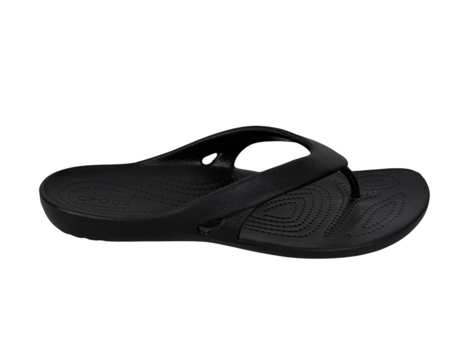 Crocs Kadee II Iconic Comfort Womens Size 9 Black Flip Flops Sandals Thongs EUC