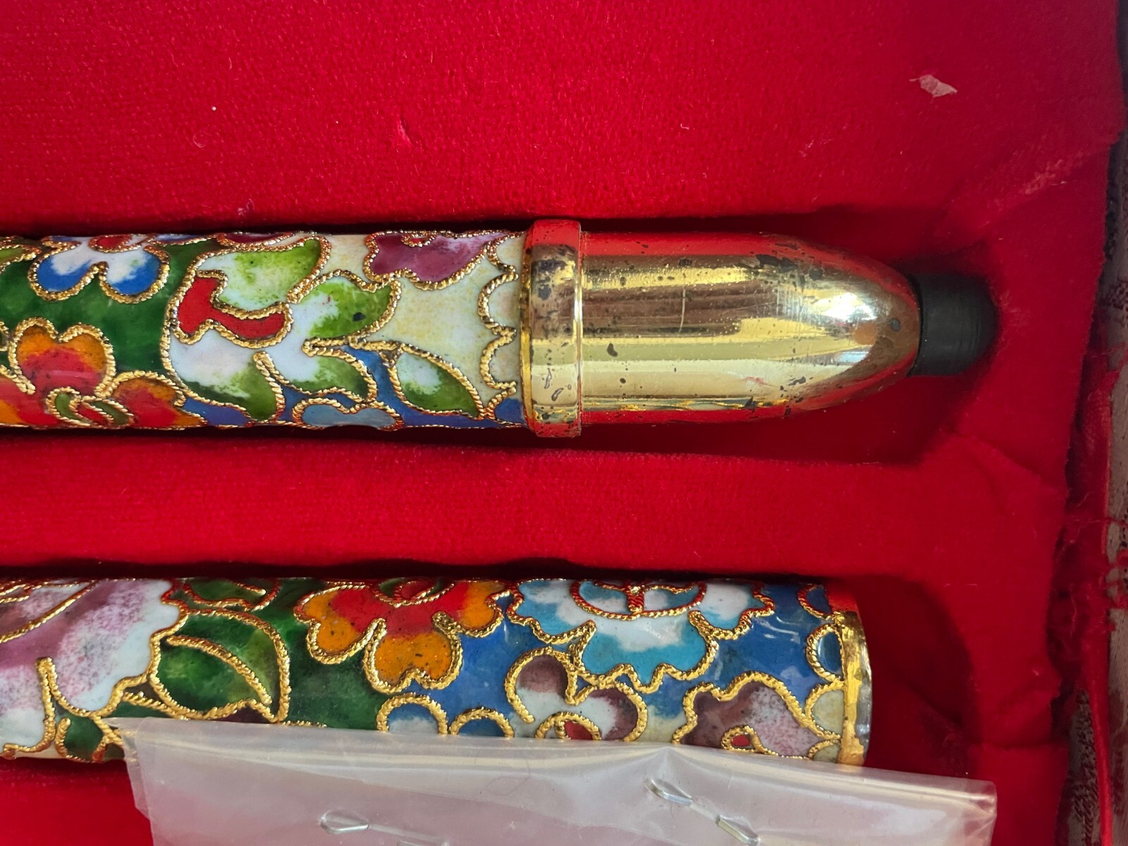 Vintage Cloisonne / Cloisonné Walk Cane Floral Motif Elegant Metal 35”