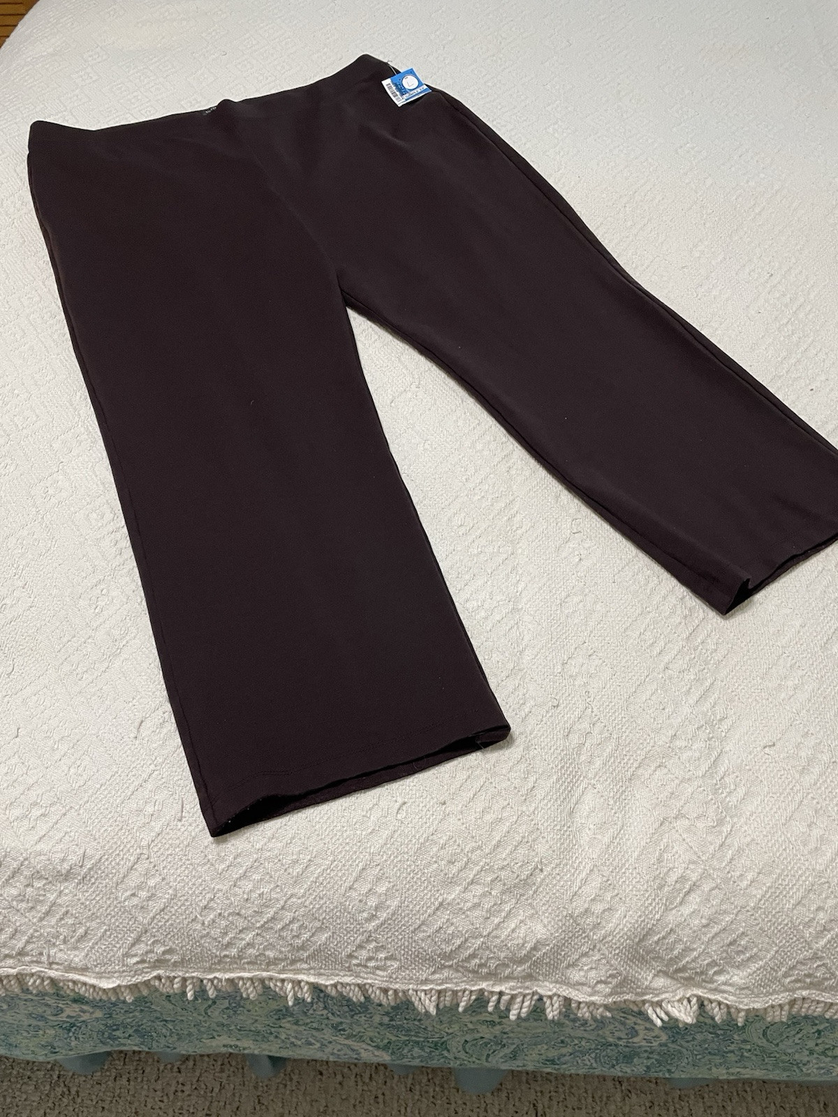 Eileen Fisher knit PO Burgandy wide leg ankle pants, wide elastic waistband, XL