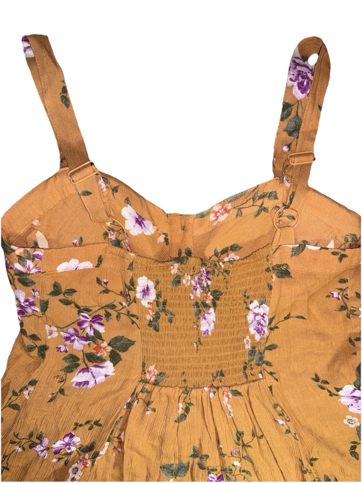 AE MIDI Dress Floral Sweetheart Neck Sleeveless Airy Smocked Boho Size M