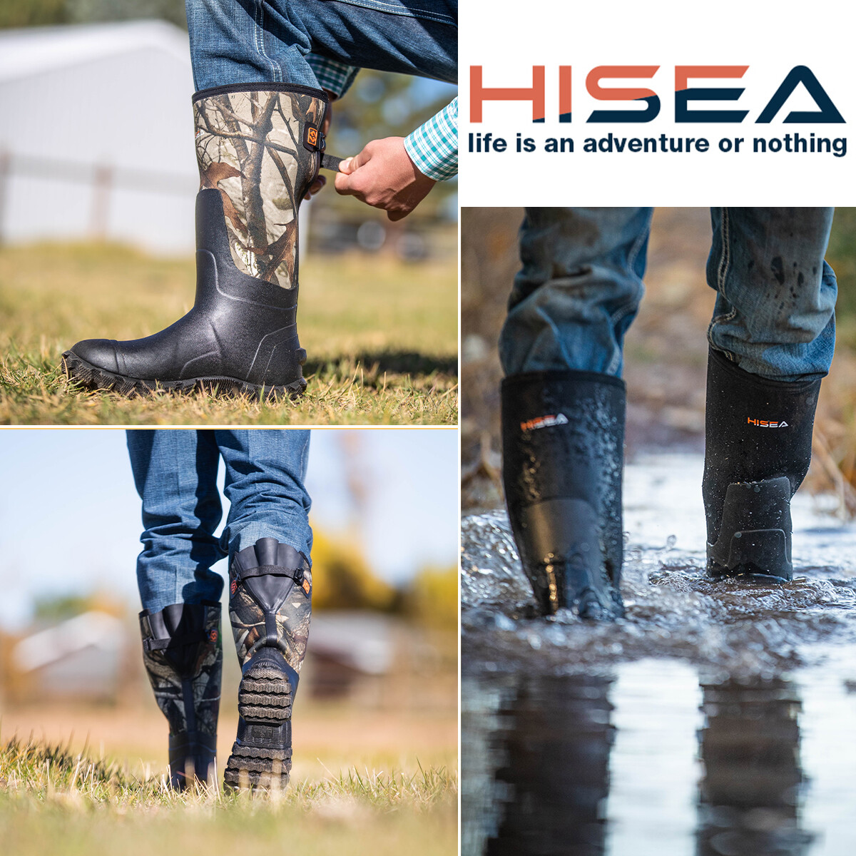 HISEA Men Adjustable Rain Boots Fishing Hunting Mud Dirt Farm Work Safety Shoes