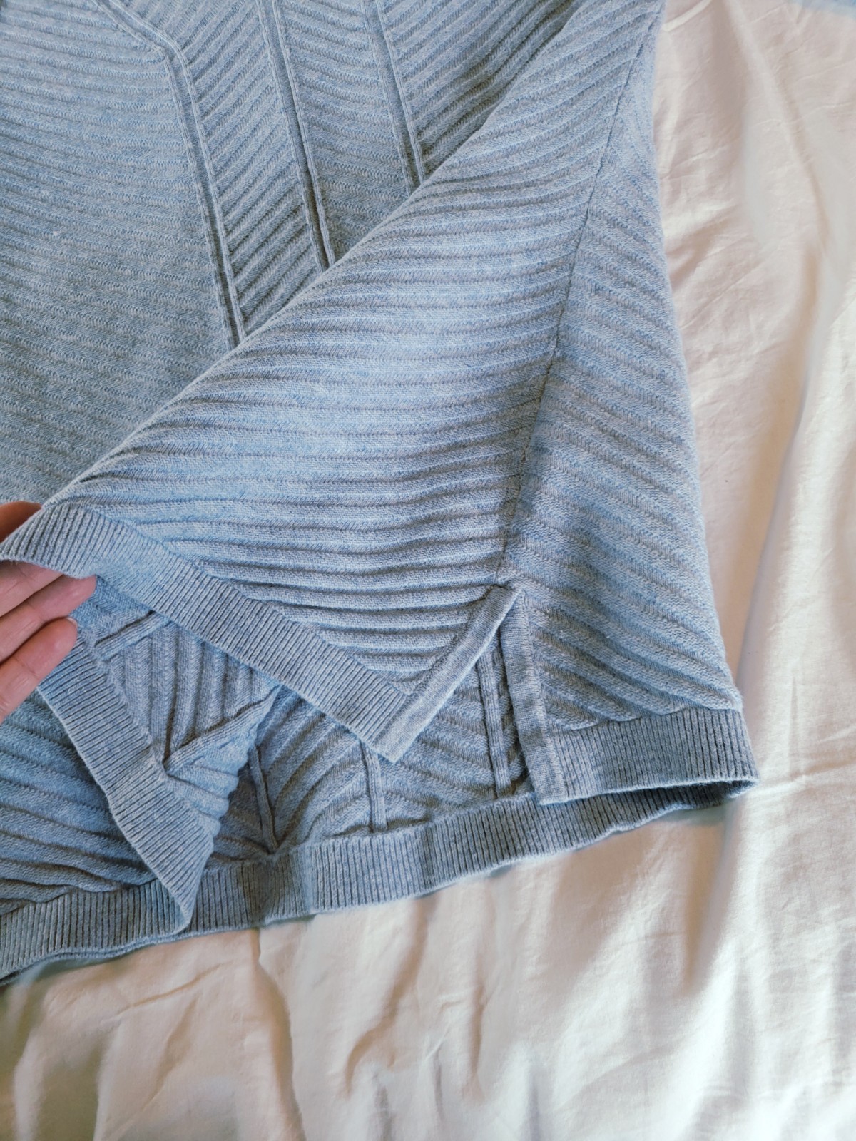 Lands’ End Marbled Baby Blue 100% Baumwolle Womens Size M V-Neck Sweater
