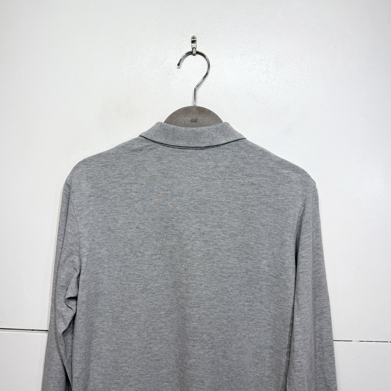 Asket Pique Polo Shirt Grey Long Sleeve Organic Cotton Regular Men’s Size XS