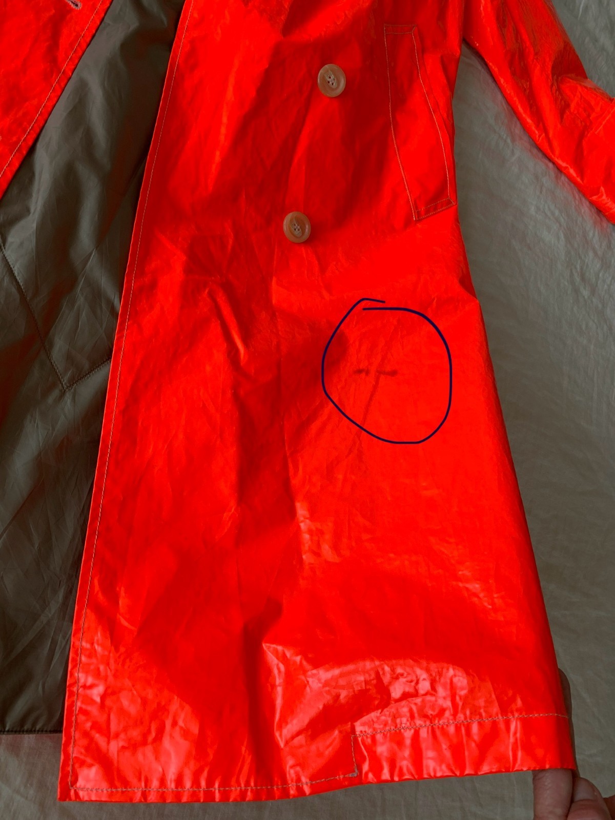 Aspesi Long Raincoat Bright Orange with Removable Insulated (Thermore) Lining
