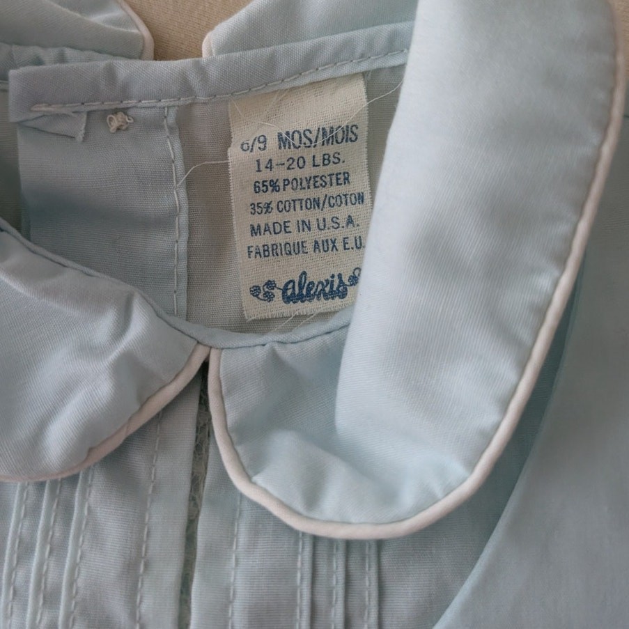 Vintage Alexis Baby Boy Jumpsuit One-piece Romper Christening Outfit 6-9 Months