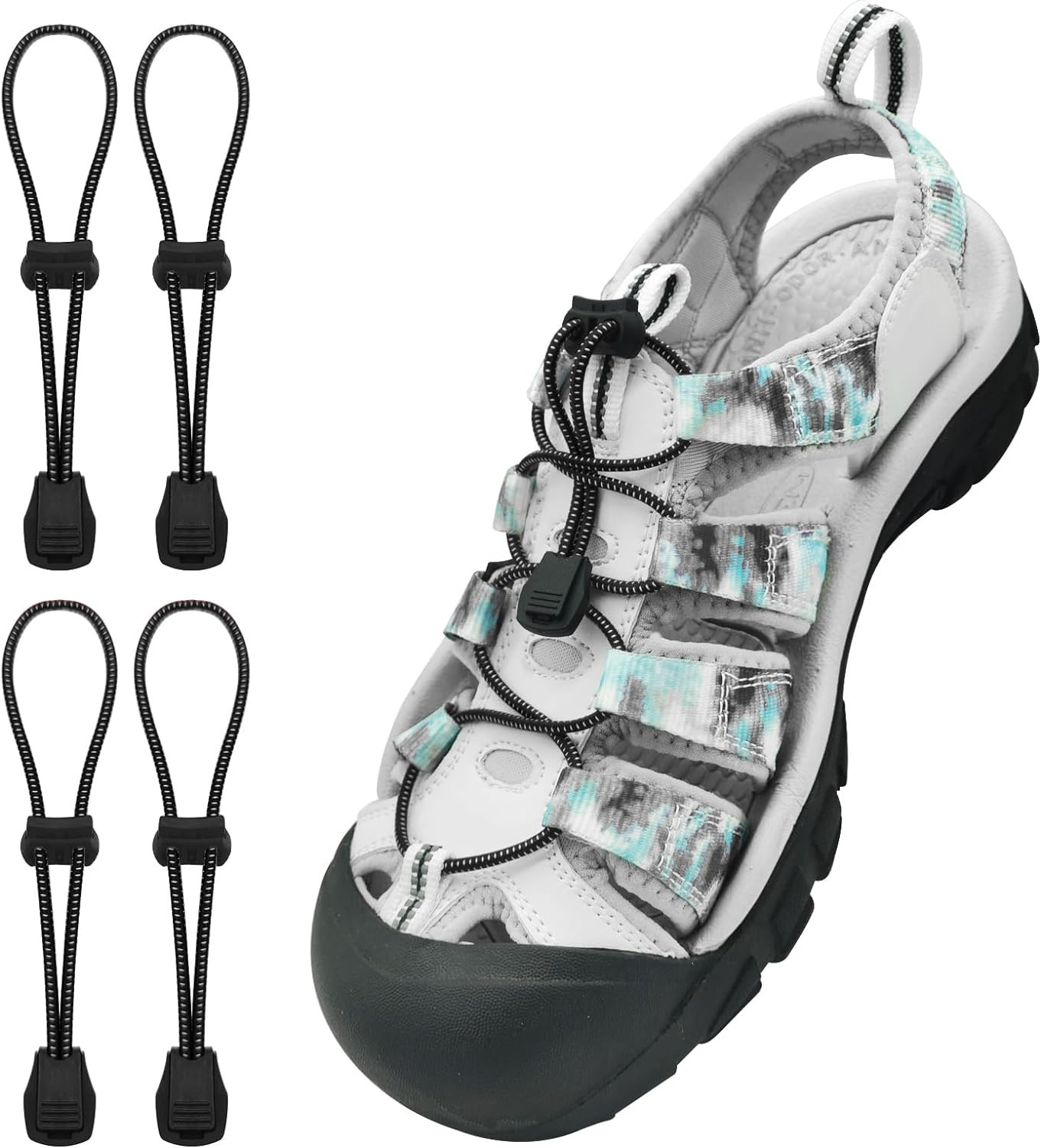 2 Pairs Elastic No Tie Shoe Laces Replacement Laces for Keen Sandal, round No Ti