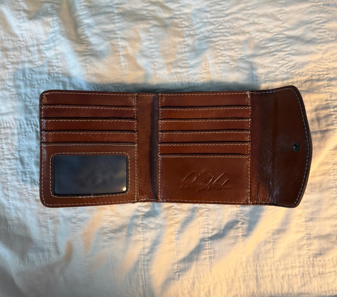 Patricia Nash Brown Leather Snap Wallet, Credit Cards, Bills And Coins