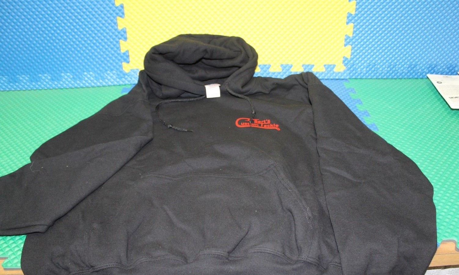 Berts Custom Tackle 50/50 Poly/Cotton Black Hooded Sweat Shirt Choose Size