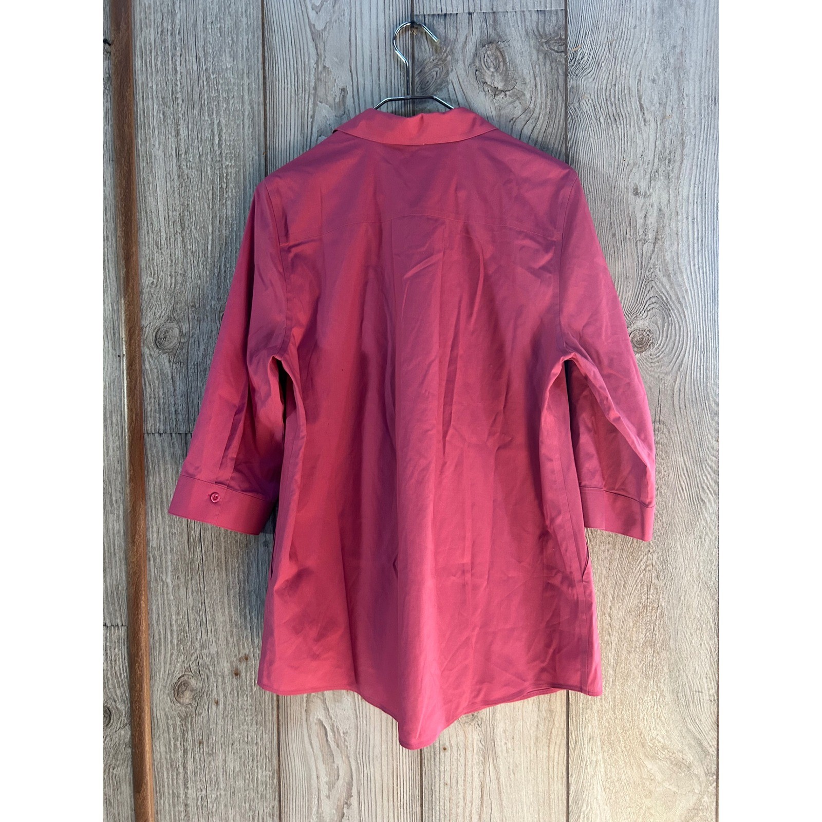 Chicos Rose Mist No-Iron Stain Shield Cotton Tunic Shirt Pink Size 2 Large 12/14