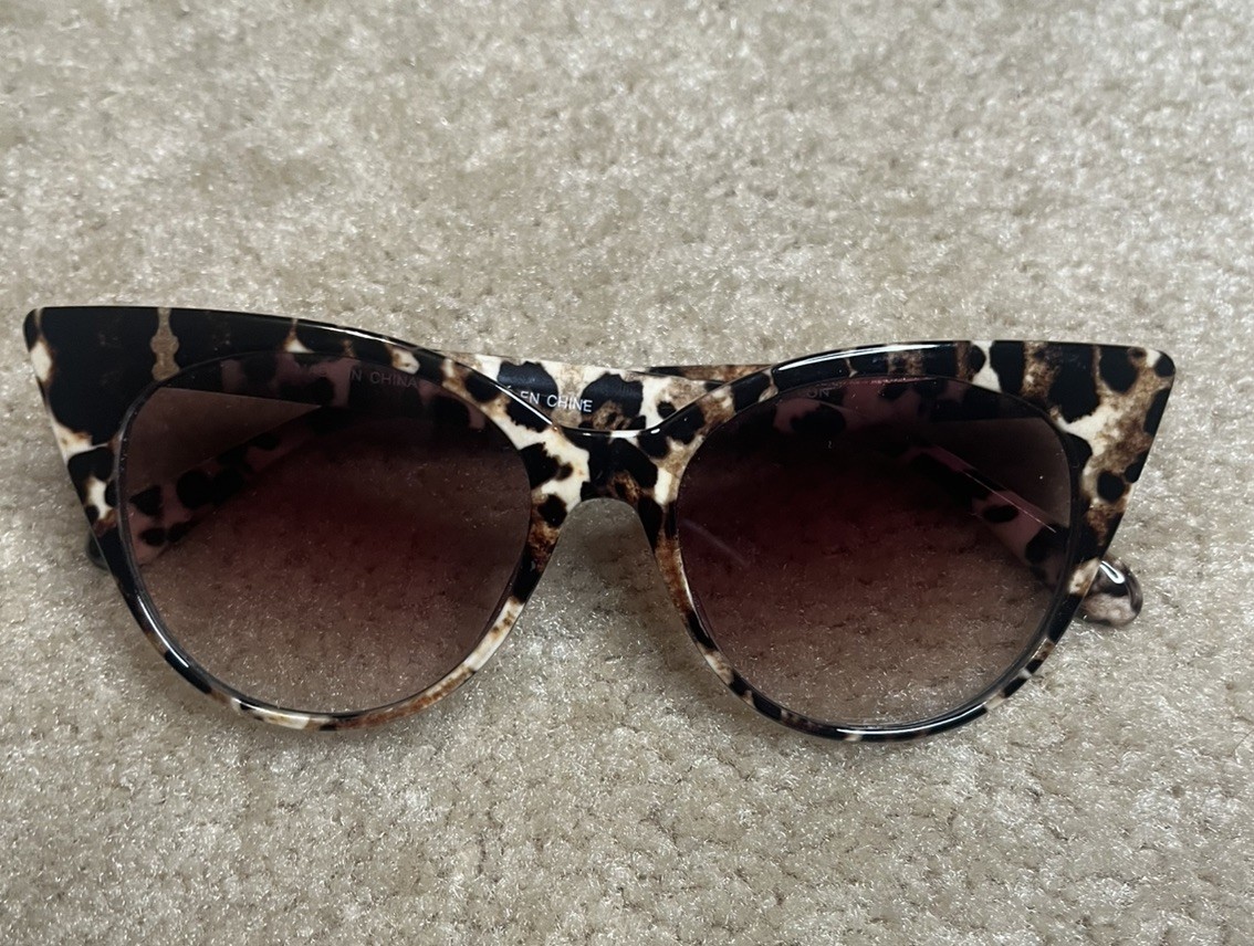 Designer Cat Eye Women’s Sunglasses Leopard Frame Brown Lenses Great Value