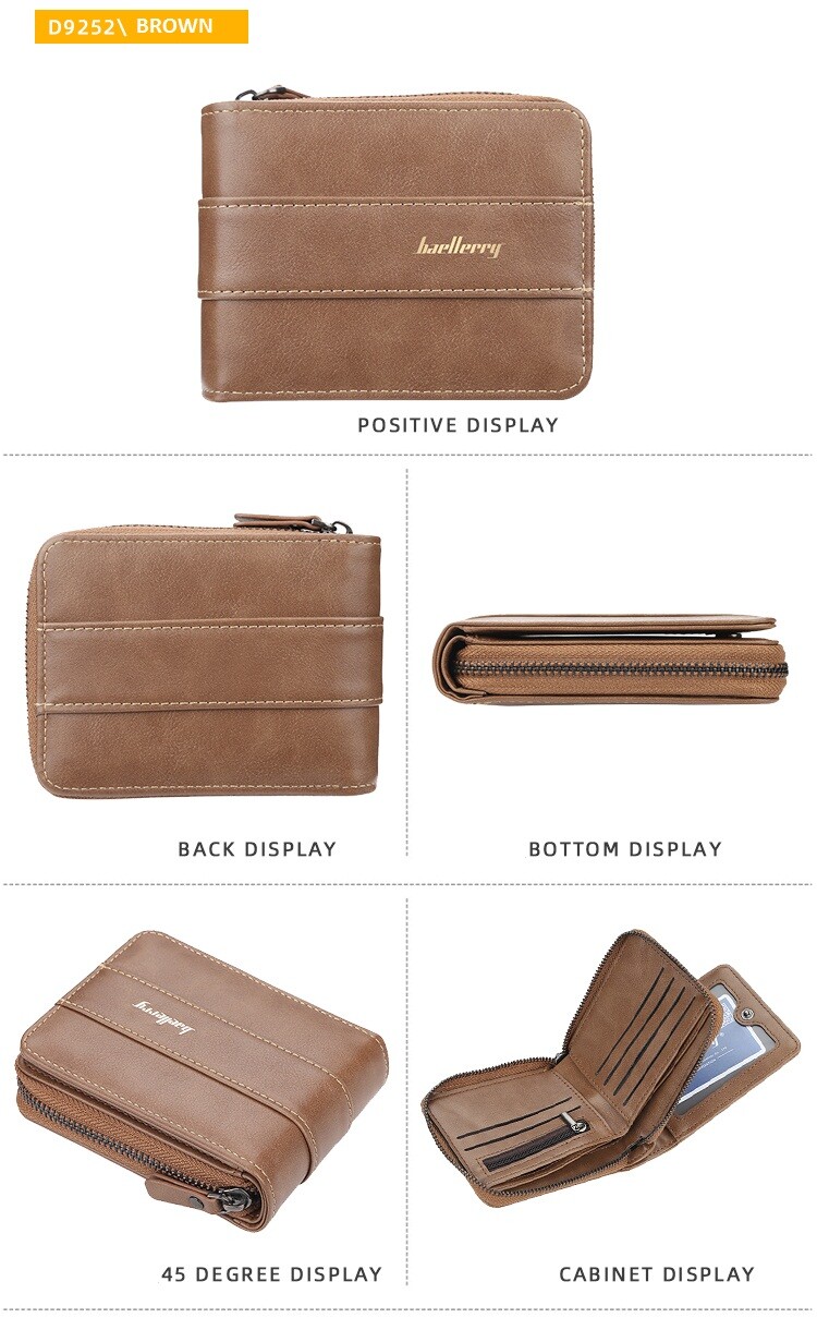 Baellerry Men’s PU Leather Zipper Wallet Multi Card Holder Purse With Coin Bags