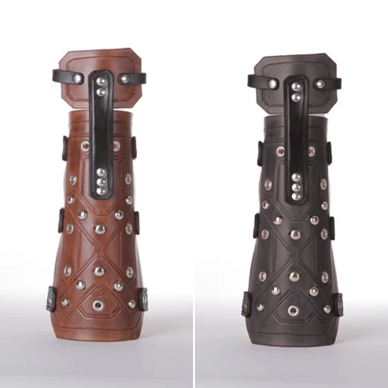 Medieval PU Leather Armor Wristband Rivet Gloves Gothic Cosplay Accessories