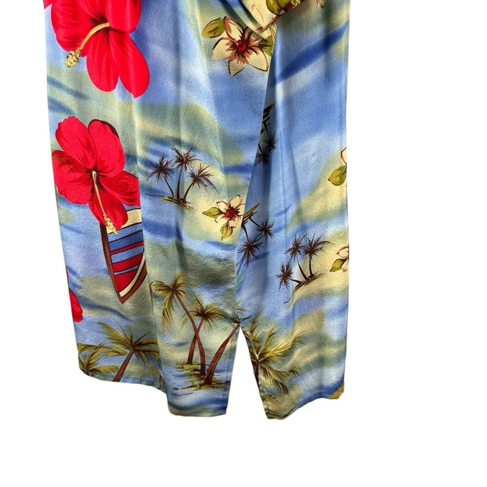 Hawaiian Silk American Classics by Anne Bowen Button Front Short Sleeves 3X Blue