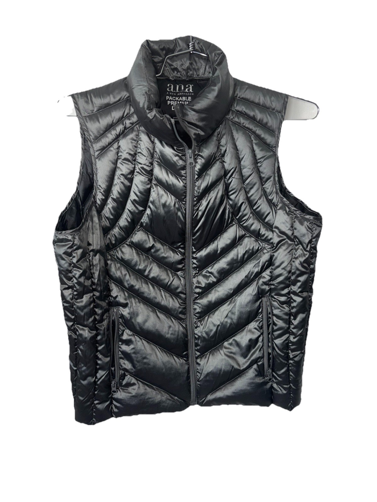 A.N.A Women’s Packable Premium 80% Down Puffer Vest Gray Size Large ANA