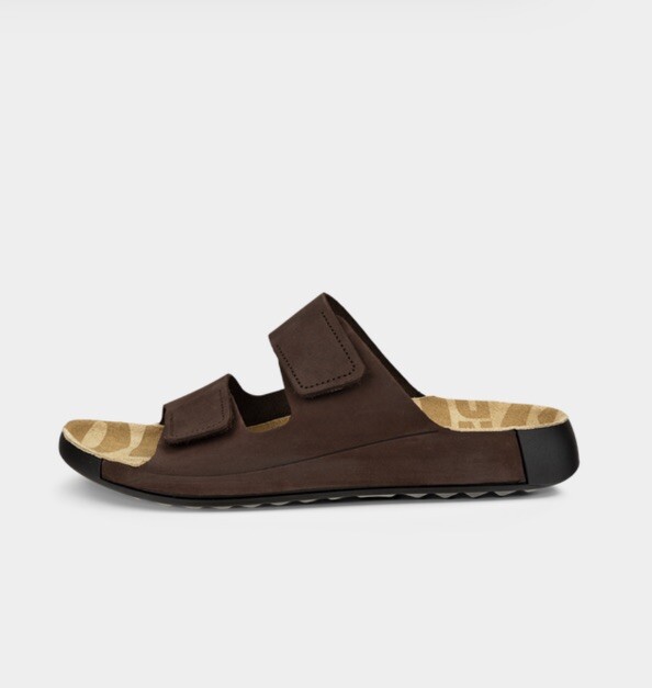 Men Ecco 2nd Cozmo Sandals Nubuck Leather Mocha