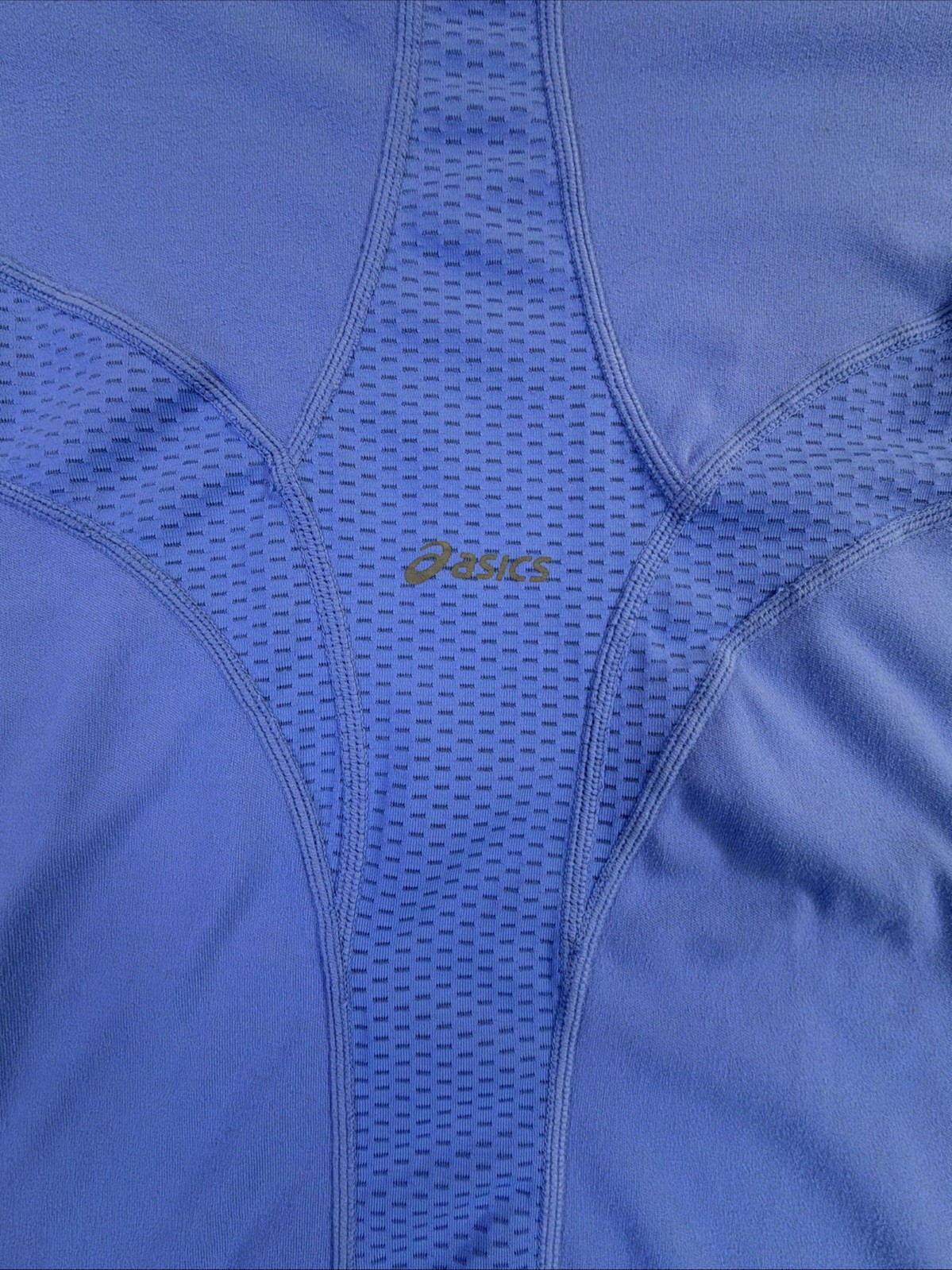 ASICS Women Long Sleeve Running Shirt L Large Blue Mesh Ventilation Athletic Top
