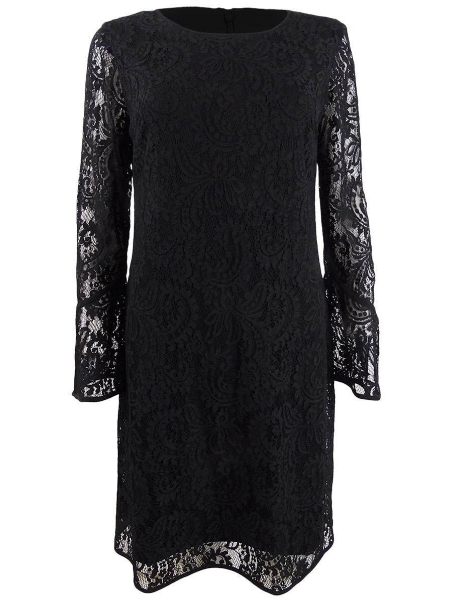 Anne Klein Women’s Lace Jewel Neck Sheath Dress (2, Anne Black)