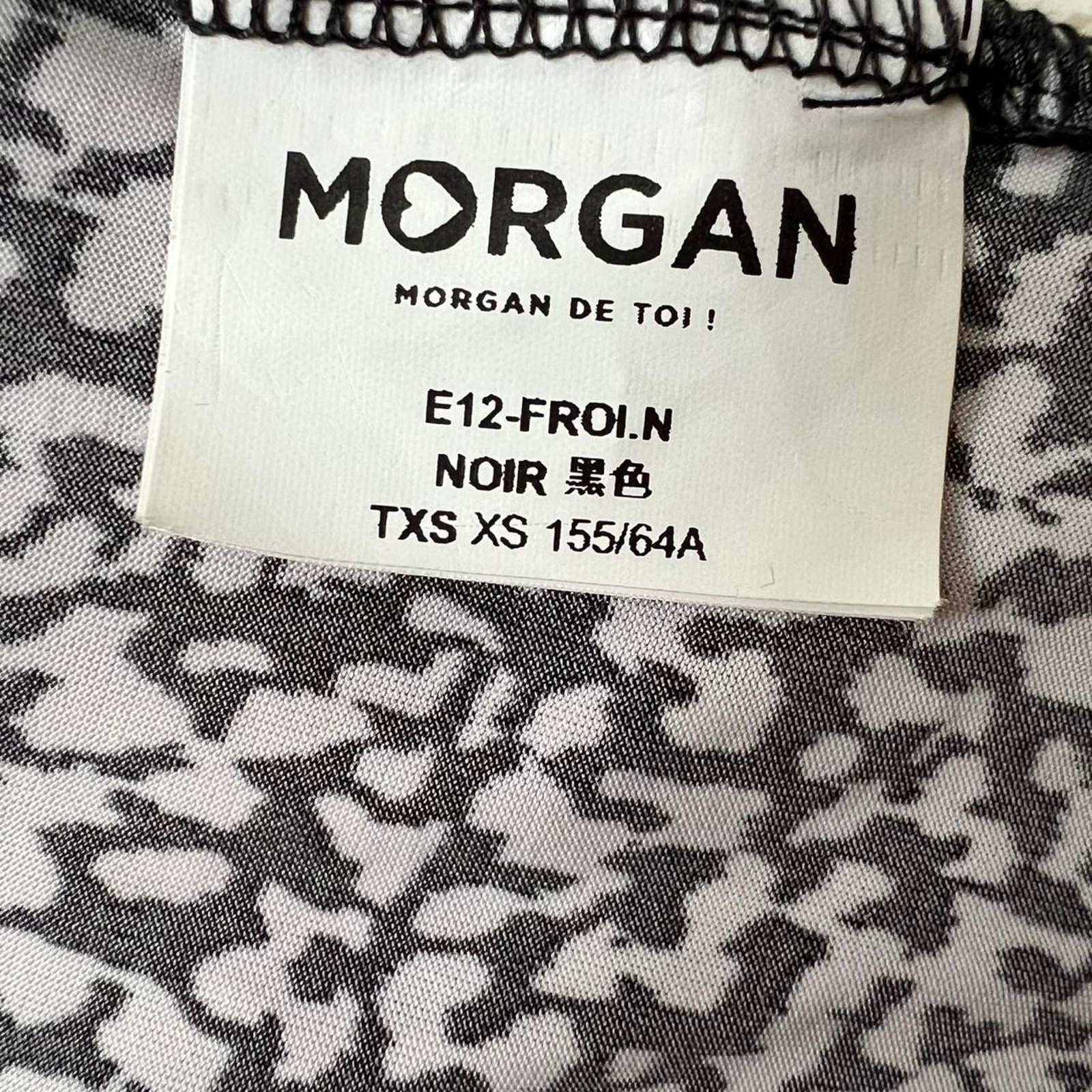 Morgan de Toi Y2K Black White Ruffle Mini Dres XS Ruched V Neck Tiered Skirt