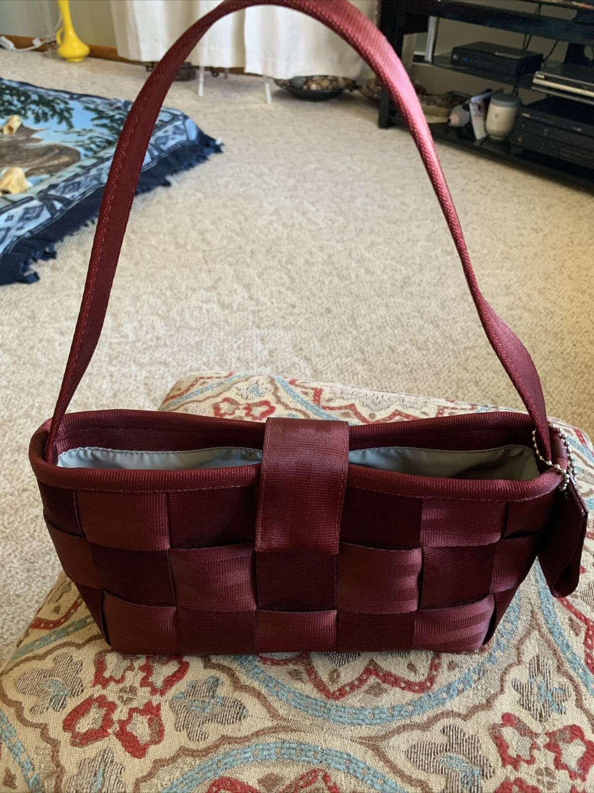 Harveys Original Seatbelt Bag Woven Satchel Bag Dark Raspberry USA