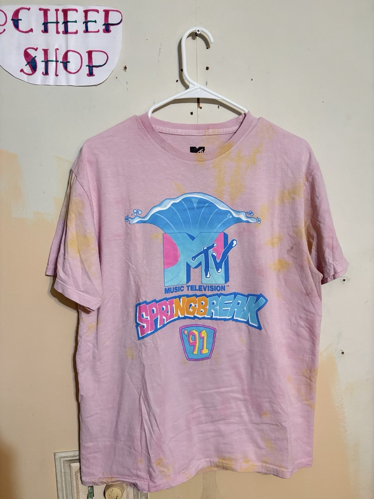 MTV Spring Break 91 Daytona Beach FL Pink Graphic Logo Size L (Not Vintage)