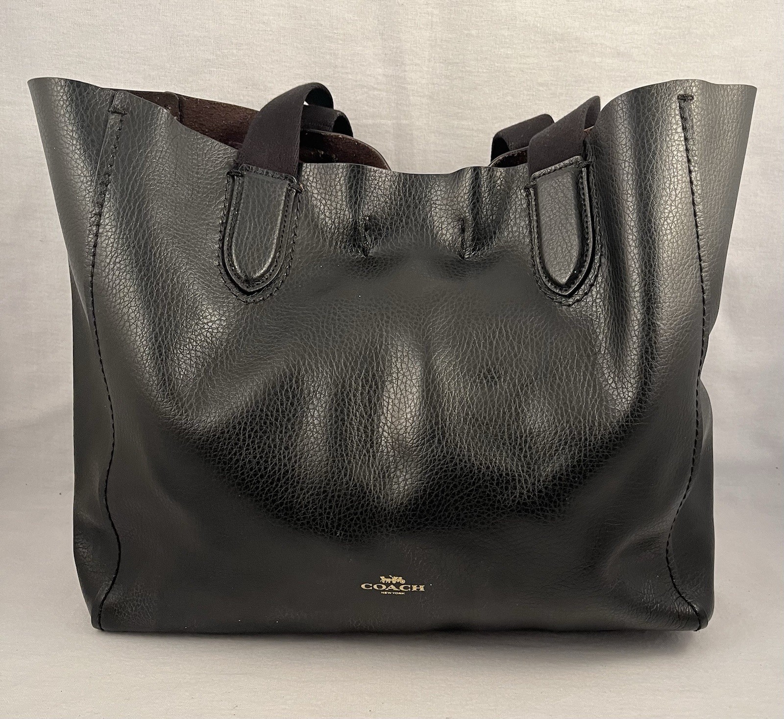 COACH DERBY Black Lightweight Pebbled Leather Tote Bag