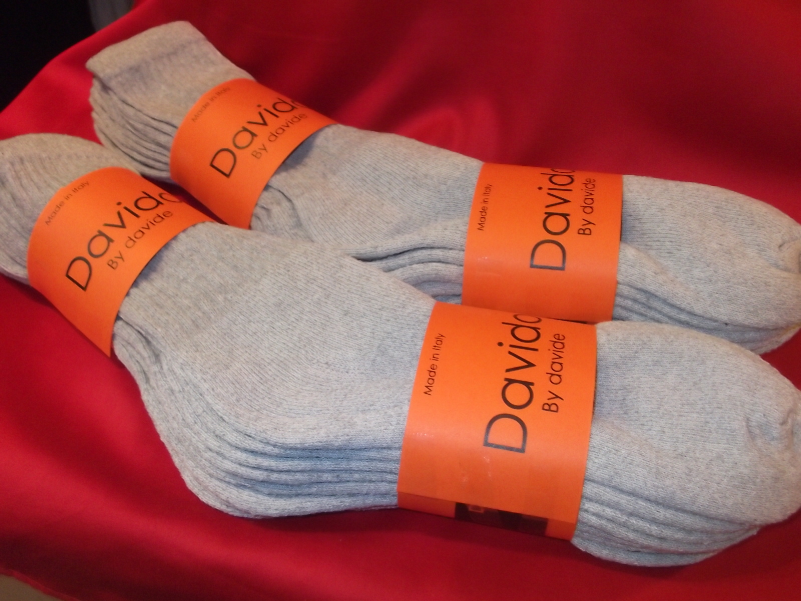 Davido Mens socks crew made in Italy 100% cotton 6 pack gray size 10-13