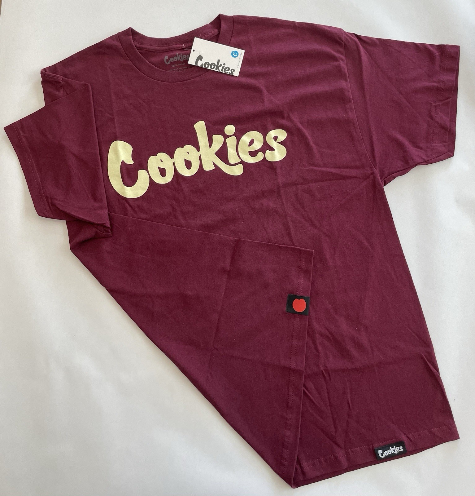 Cookies SF Original Logo Burgundy Cream Tee Shirt Red Men’s 2XL NWT