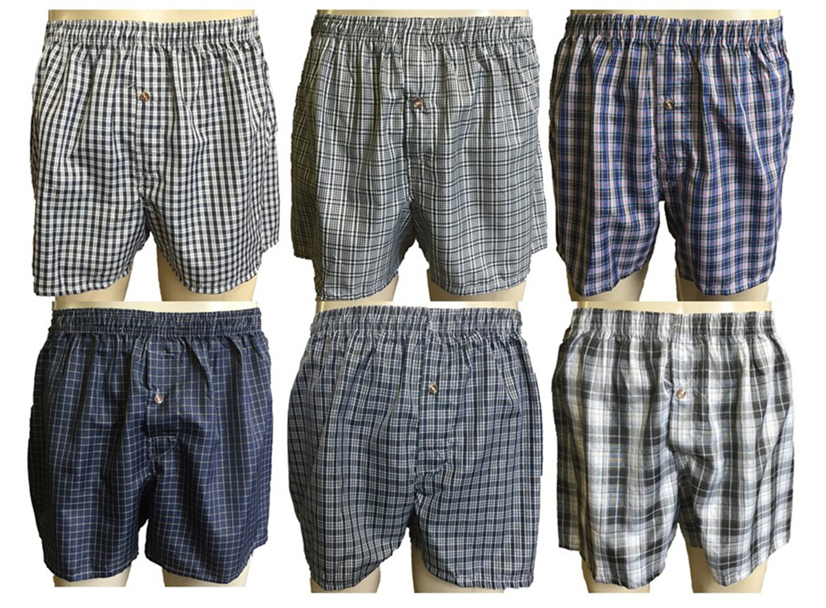 Rodex Men’s 6 Pack Plaid Boxers shorts Underwear Assorted Color