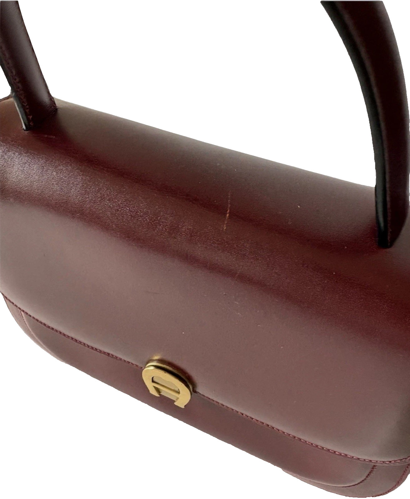 Authentic vintage AIGNER Handbag Leather Burgandy From Japan 0955