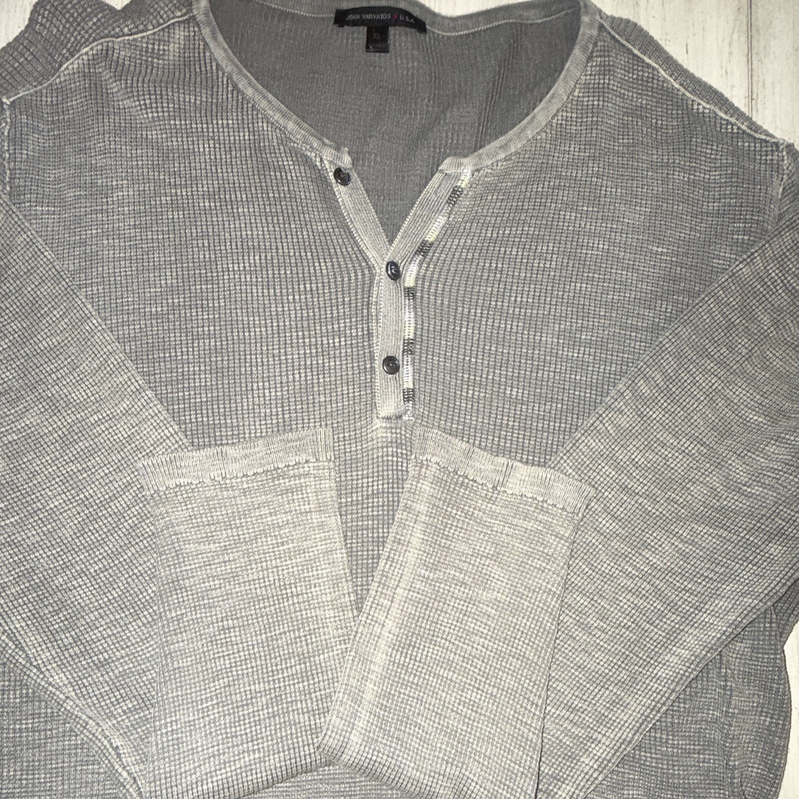 John Varvatos Men’s Gray Knit Henley Button Long Sleeve Sweater XL