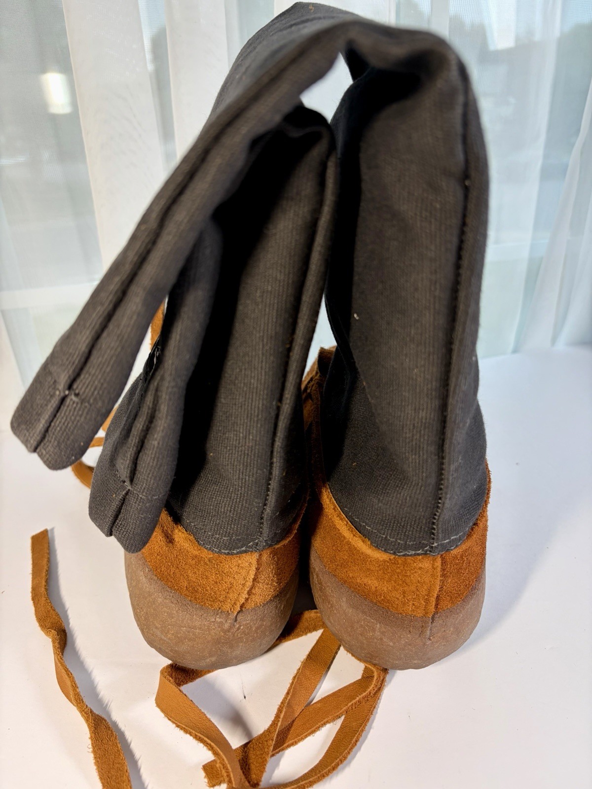 Steger Mukluks Moose Hide Leather Canvas Woman’s 10 Chestnut Black – See Notes