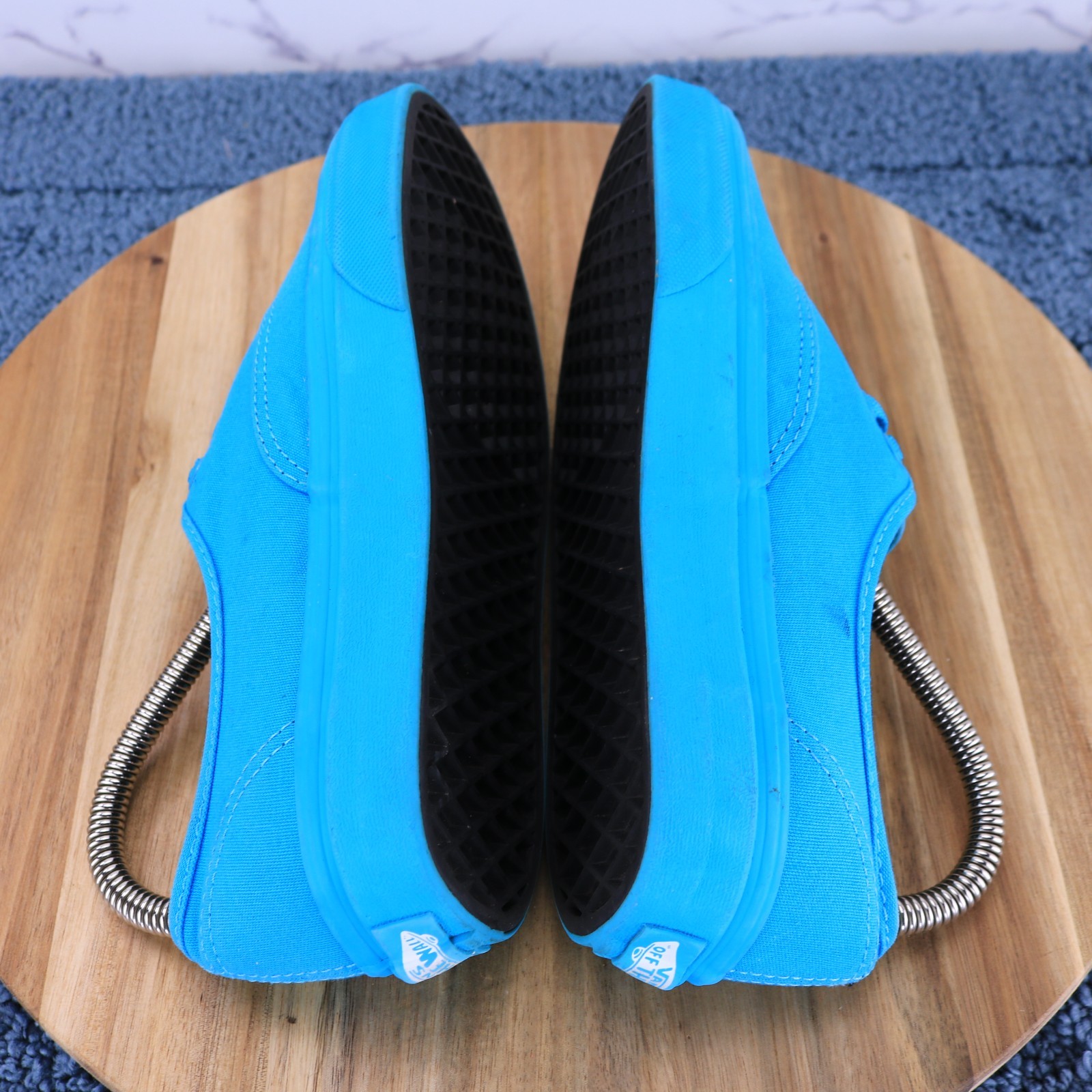 Vans Mono Turquoise Blue Low Lace up Canvas Sneaker Shoes Size Men 5.5 / Women 7