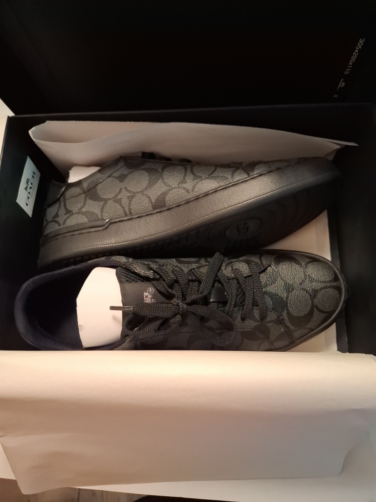 Coach Men’s Clip Signature Low Top Sneaker US Size 8 Charcoal Black Color