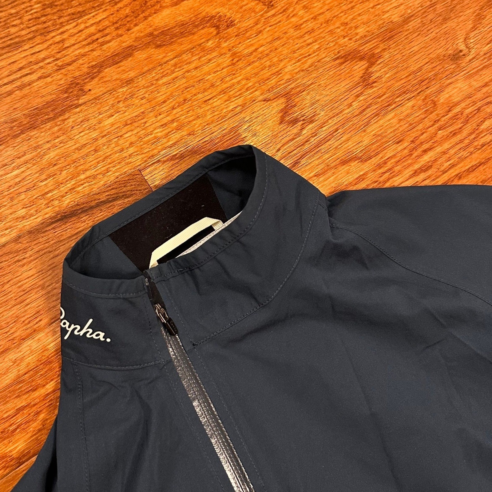 Rapha Rain Jacket Mens XS Dark Green Nylon Slanted Full Zip Waterproof Cycling