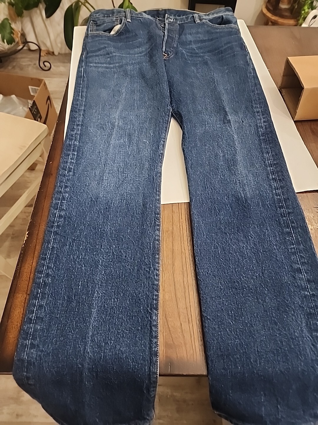Levis Mens 501 Original Fit Denim Jeans Straight Leg Button Fly Sz 36×34