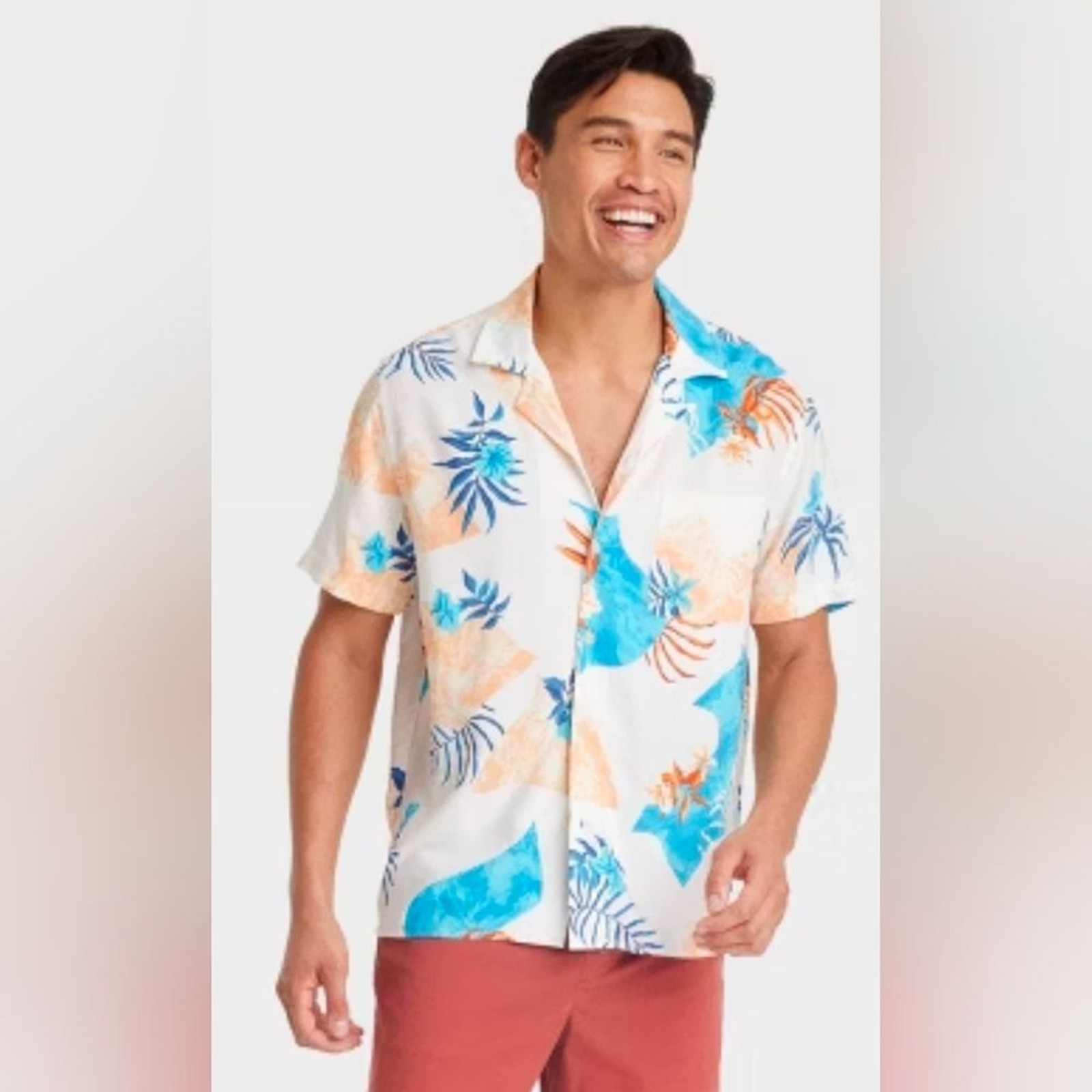 Hawaiian Men’s XXL Button Down Shirt Aqua Multi Goodfellow