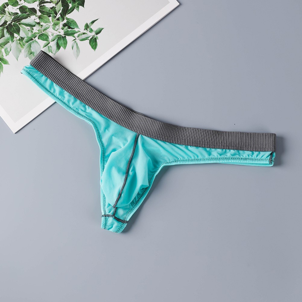 Breathable Men Ice Silk Low Waist Underwear Thong G String Classic Style