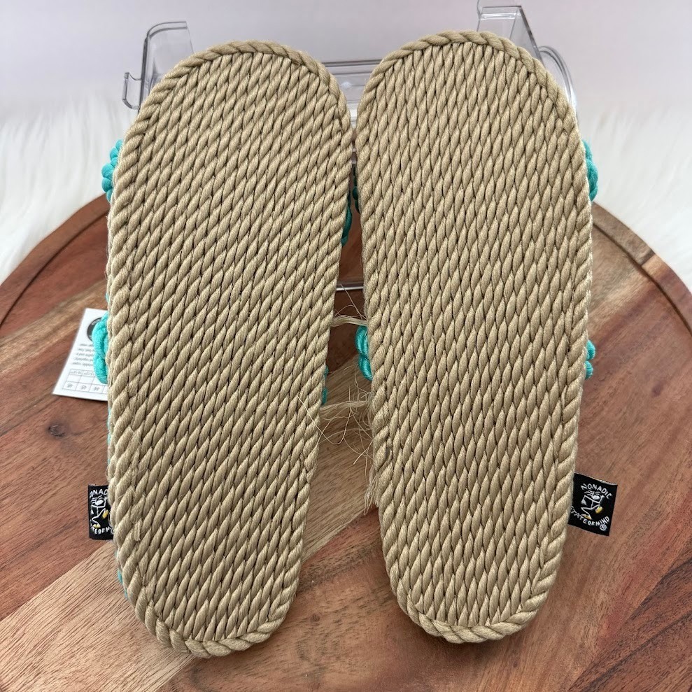 Nomadic State of Mind Size 36 Sailor Turquoise Rope Sandals Vegan Boho Slides