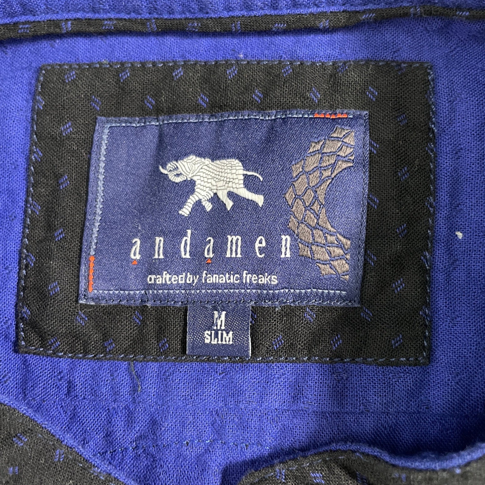 Andamen Slim Black Blue Mandarin Collar Toggle Button Henley Shirt Men’s MEDIUM
