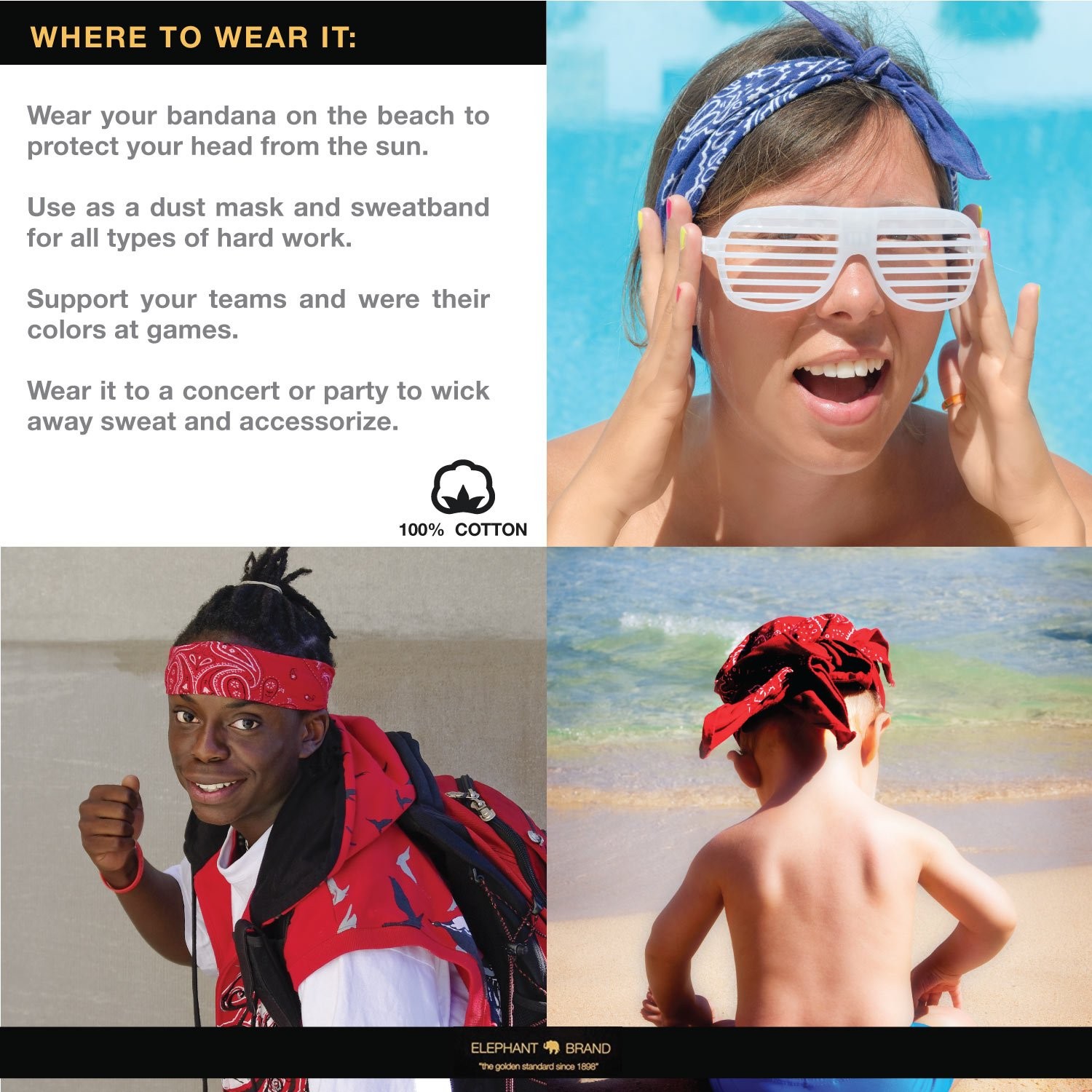 Bandanas 100% cotton since 1898-12 Pack (Maroon)