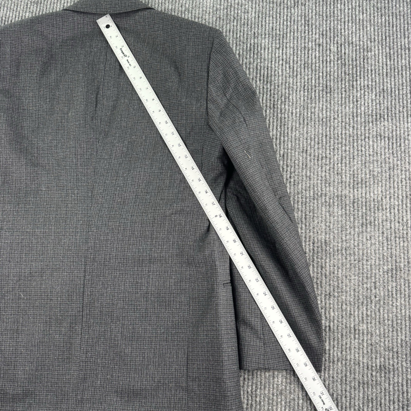 Vintage Pierre Cardin Suit 40 Gray Wool Nailhead Double Breasted Pleated 28×30
