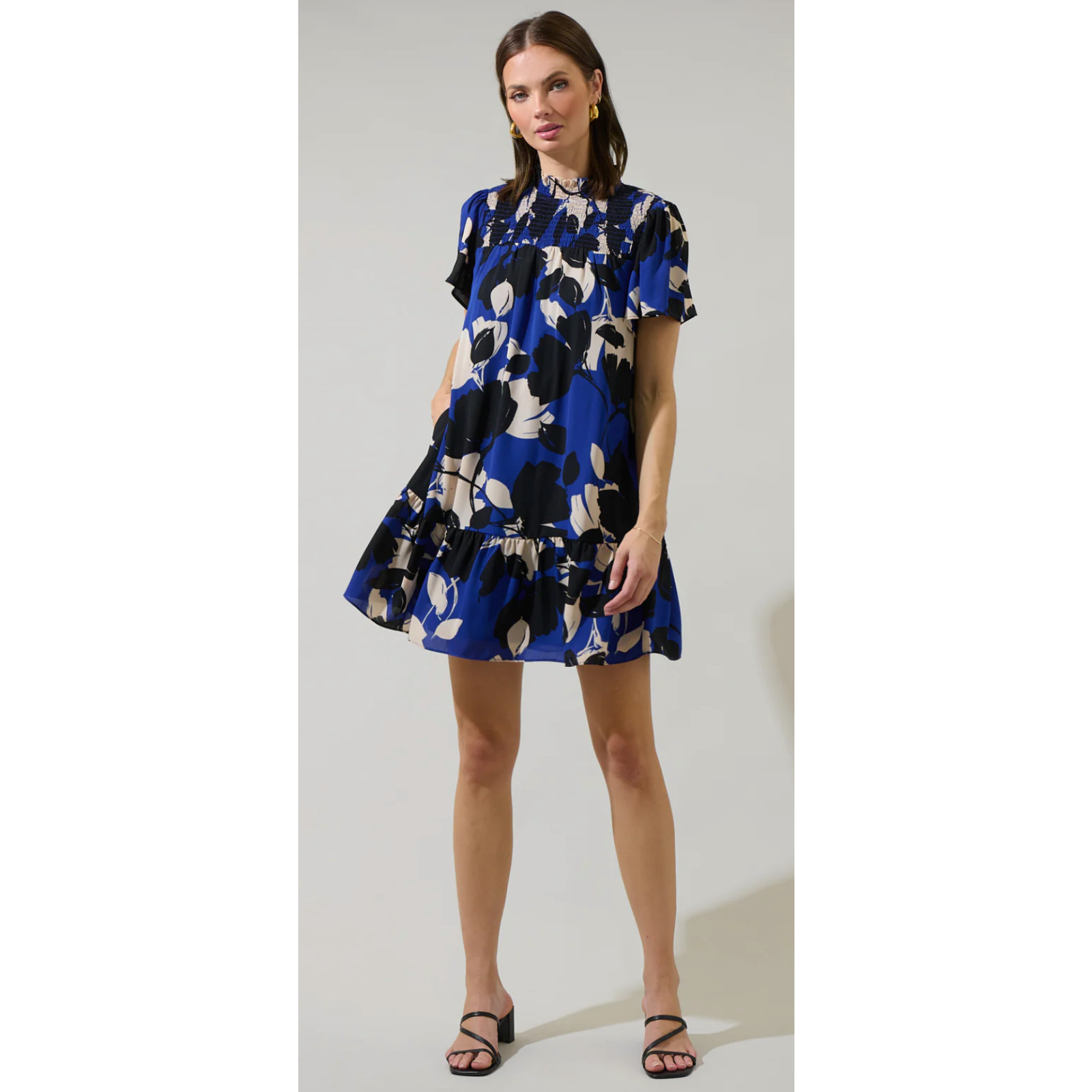 Sugarlips Vala Shift Dress Anthem Floral Short Sleeve Womens Size 1X Blue NWT