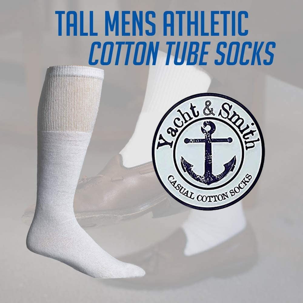 36 Pairs Of Yacht & Smith Men’s Long Cotton Sport Tube Socks, Size 10-13