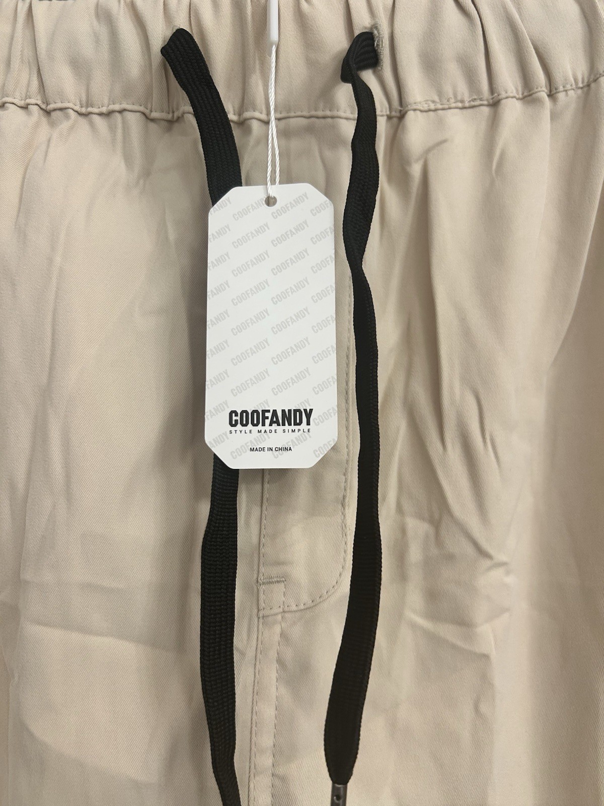 COOFANDY Men’s Beige Jogger Pants XL Regular Fit Drawstring Elastic Waist NWT